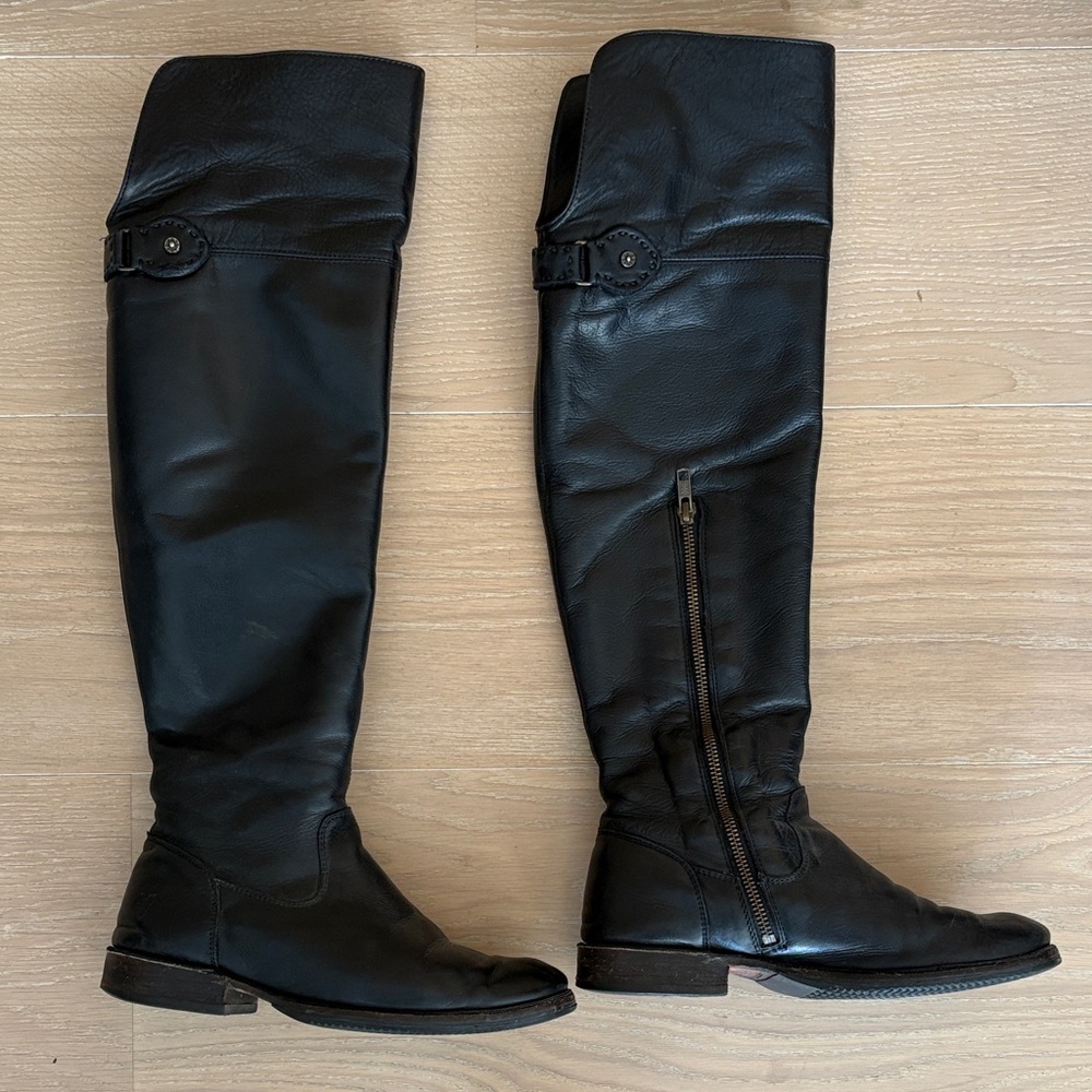Frye Black Over the Knee Leather Boots
